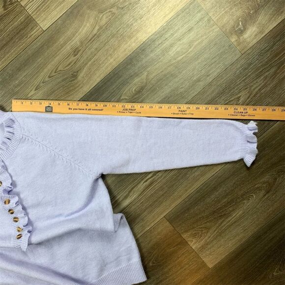 Ecowish Women's XL Purple Ruffle Knit Button Down Cardigan Sweater Long Sleeve - Picture 6 of 7